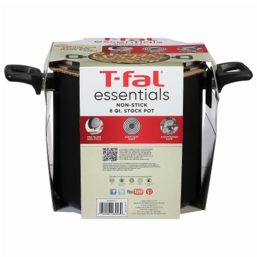 T-fal Essentials Stock Pot Non Stick With Lid - Black Perspective: back