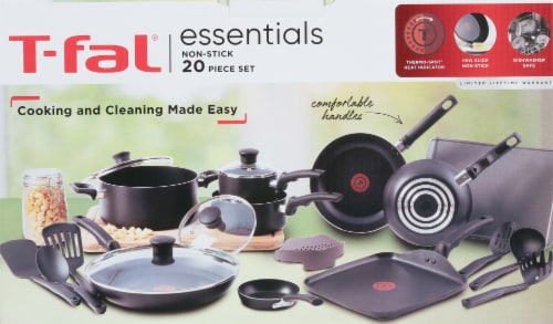 T-fal Essentials Cookware Set - Black Perspective: back