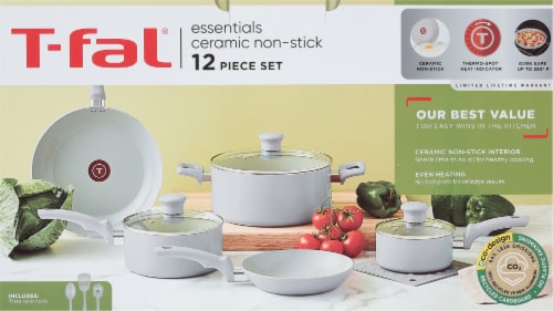 T-fal Essentials Cookware Set Ceramic - White Perspective: back