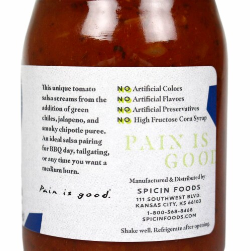 Pain Is Good Batch 218 Smoked Jalapeno Salsa Small Batches Big Flavors 15.5 oz Perspective: back