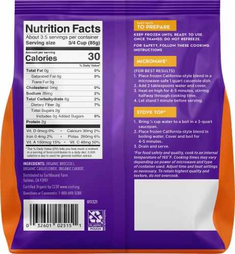 Earthbound Farm Frozen Organic California-Style Blend Perspective: back