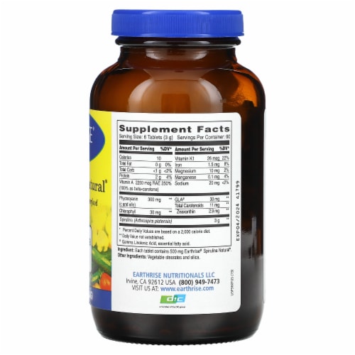 Earthrise Spirulina Natural Tablets Perspective: back
