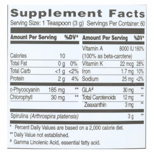 Earthrise Spirulina Natural Powder - 6.4 oz Perspective: back