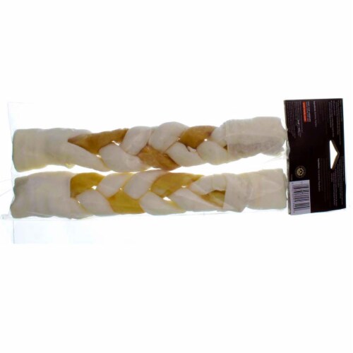 Hartz Combo Rawhide & Pig Skin Braid Twist for Large Dogs, 10 Inch, 2 Ct Perspective: back