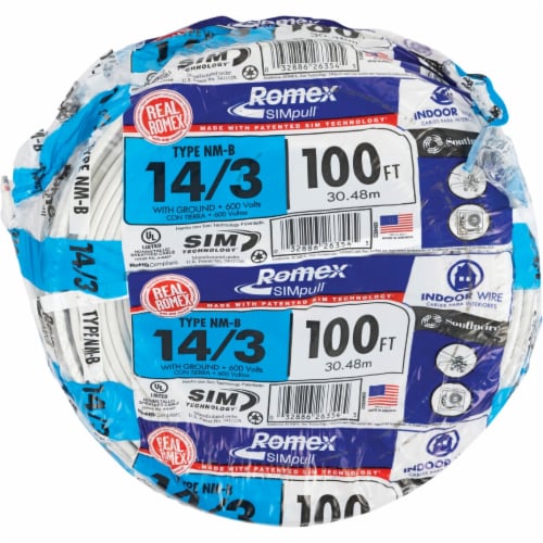 Romex 100 Ft. 14/3 Solid Blue NMW/G Electrical Wire 63946828, 1 Ralphs