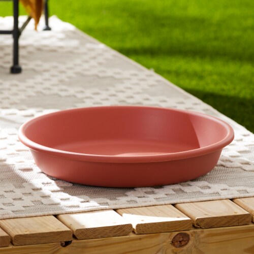 The HC Companies 21 Inch Planter Saucer for Classic Pot Containers, Clay Color Perspective: back