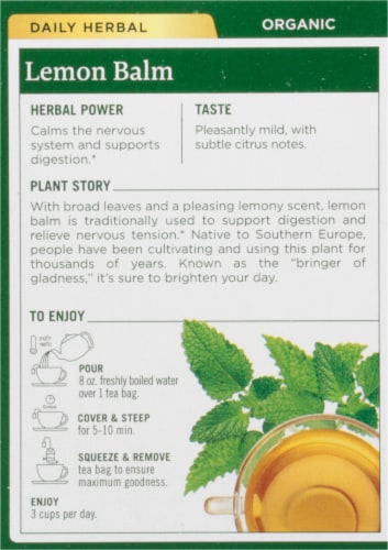 Traditional Medicinals® Organic Lemon Balm Herbal Tea Bags Perspective: back