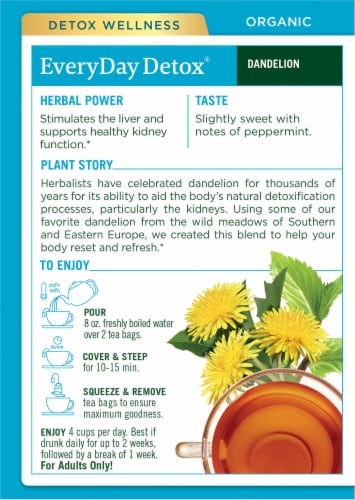 Traditional Medicinals Organic EveryDay Detox Dandelion Herbal Tea Bags Perspective: back