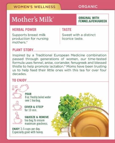 Traditional Medicinals® Organic Mothers Milk® Tea Bags Perspective: back