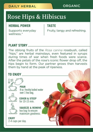 Traditional Medicinals Organic Rose Hips With Hibiscus Tea Bags 16 Count Perspective: back