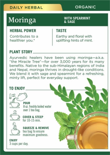 Traditional Medicinals® Organic Moringa With Spearmint and Sage Tea Bags Perspective: back