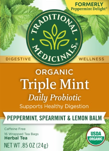 Traditional Medicinals Organic Peppermint Delight Probiotic Tea Perspective: back