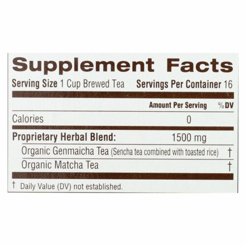 Traditional Medicinals 233871 Green Tea Matcha with Toasted Rice Organic Tea, 16 Tea Bags Perspective: back