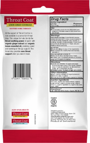 Traditional Medicinals® Throat Coat® Lozenges Perspective: back