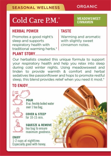 Traditional Medicinals® Meadowsweet Cinnamon Cold Care P.M. Herbal Supplement Perspective: back