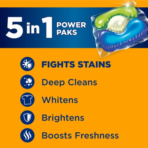 ARM & HAMMER Plus OxiClean Stain Fighters 5-in-1 Fresh Scent Laundry Detergent Power Paks Perspective: back
