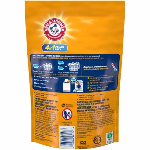 Arm & Hammer 4-in-1 Clean Burst Scent Concentrated Laundry Detergent Power Paks Perspective: back