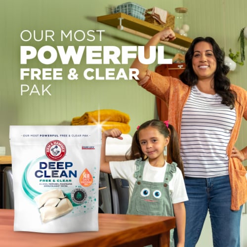 ARM & HAMMER Deep Clean Free & Clear Laundry Detergent Power Paks Perspective: back