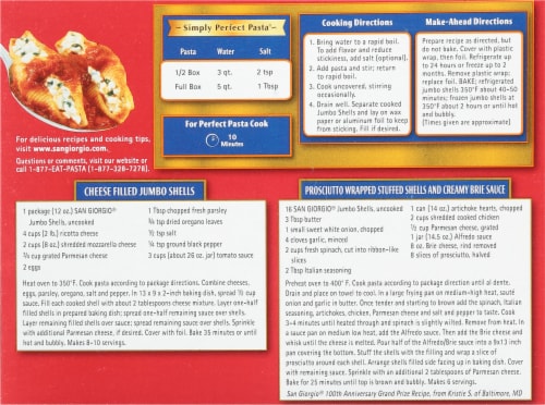 San Giorgio® Jumbo Shells No. 52 Pasta Perspective: back