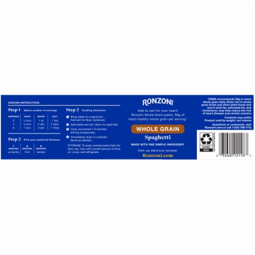 Ronzoni Whole Grain Whole Wheat Spaghetti Pasta Perspective: back