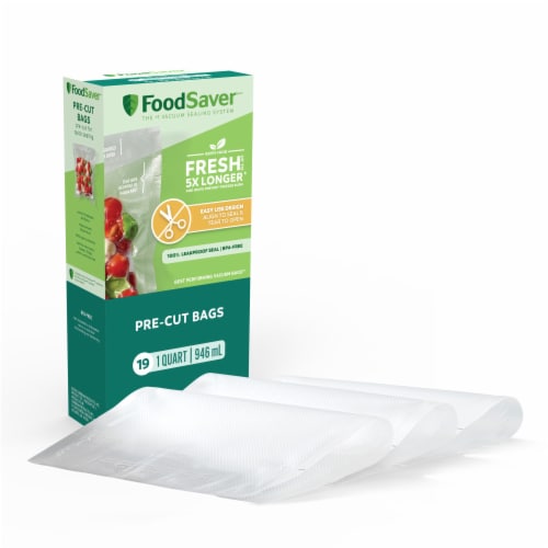 FoodSaver® Quart Pre-Cut Vacuum Seal Bags, 19 Pack Perspective: back
