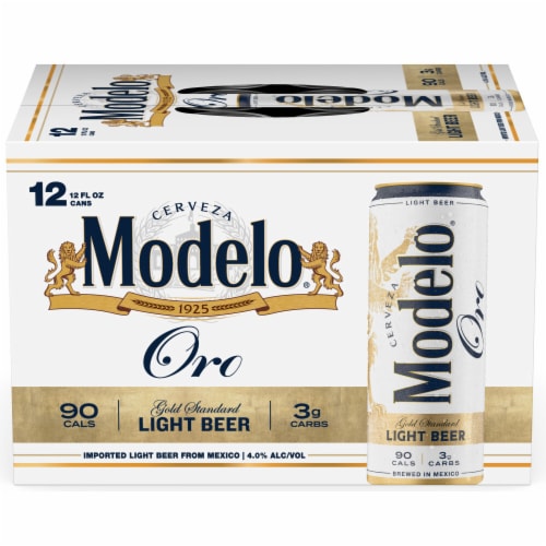 Modelo Oro Mexican Lager Import Lower Calorie Light Beer Perspective: back