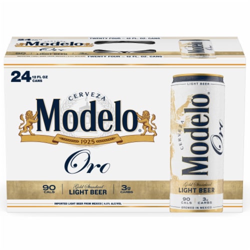 Modelo Oro Mexican Lager Import Lower Calorie Light Beer Perspective: back