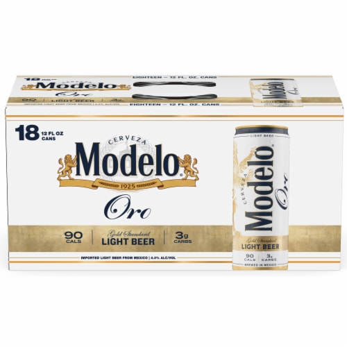 Modelo Oro Mexican Lager Import Lower Calorie Light Beer Perspective: back