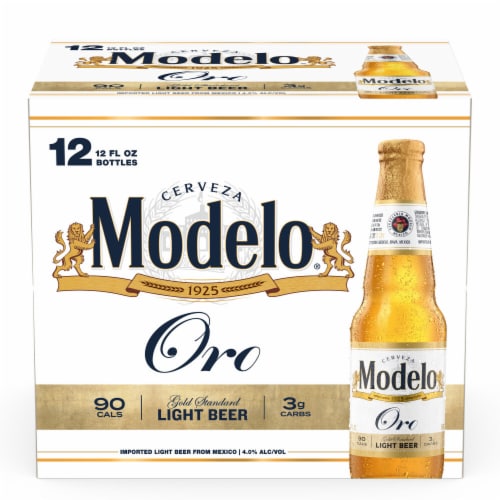 Modelo Oro Mexican Lager Import Lower Calorie Light Beer Perspective: back
