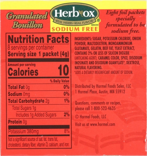 Herb-Ox® Sodium Free Beef Bouillon Packets Perspective: back