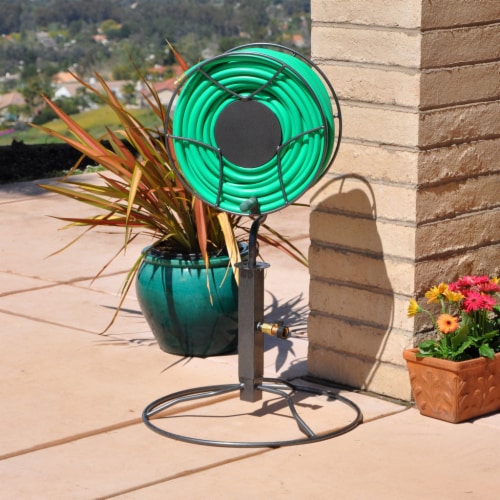Yard Butler Steel Swivel Hose Reel Base - Black Perspective: back