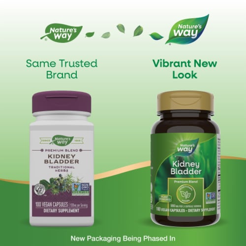 Nature's Way Kidney Bladder Premium Blend Traditional Herbs with Ginger Marshmallow Root Capsules Perspective: back