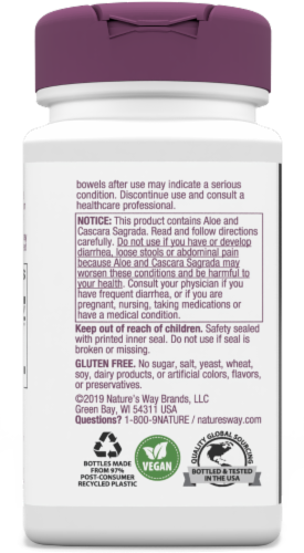 Nature's Way® Naturalax 3 with Aloe Vera Vegan Capsules Perspective: back