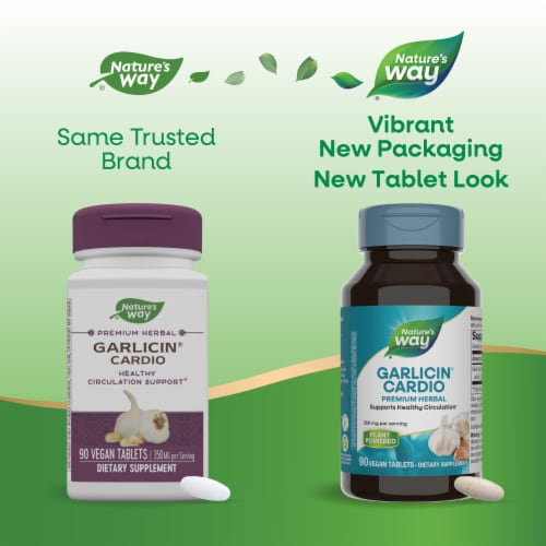 Nature's Way Garlicin Cardio Vegan Tablets 350mg Perspective: back