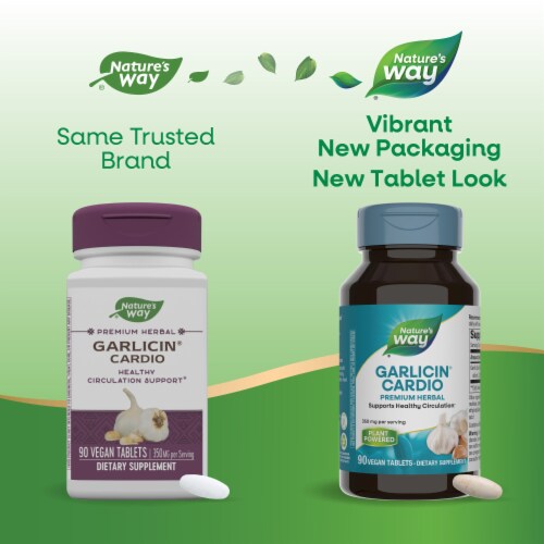 Nature’s Way Garlicin Cardio SmartRelease Garlic Tablets 350 mg Garlic Releasing Allicin per Serving Perspective: back