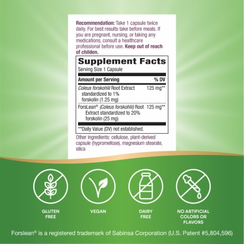 Nature's Way® Premium Blend Forskohlii Vegan Capsules Perspective: back