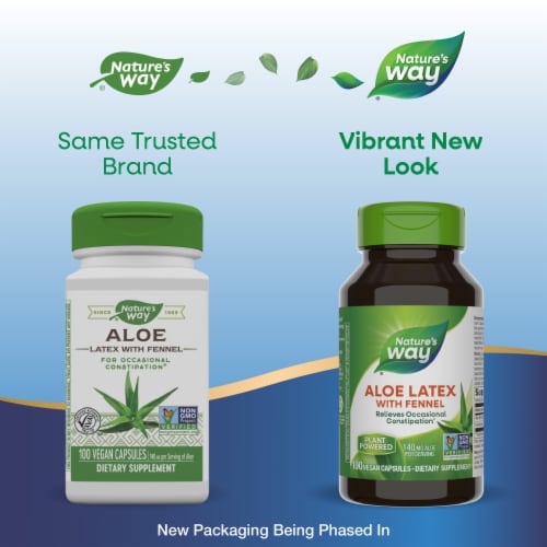 Nature's Way Aloe Latex with Fennel For Occasional Constipation Capsules 140 mg Aloe Per Serving Perspective: back
