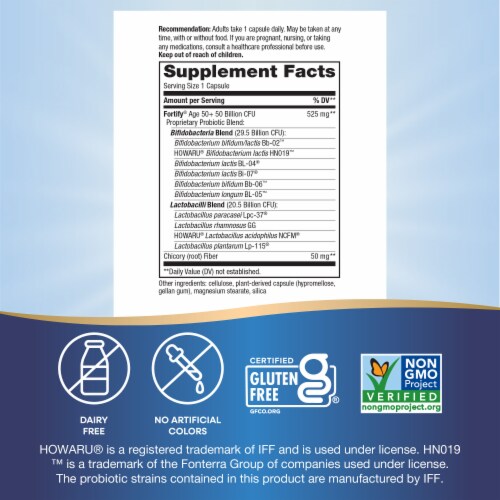 Nature’s Way Fortify 50+ 30 Billion Probiotic Capsules Perspective: back