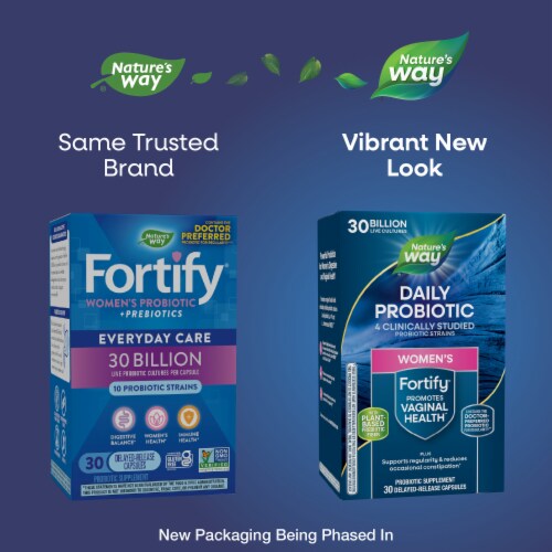 Nature's Way Fortify Daily Probiotic For Women Digestive Health Capsules 30 Billion Live Cultures Perspective: back