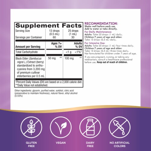 Nature's Way Sambucus Ultra-Strength Elderberry Drops Perspective: back