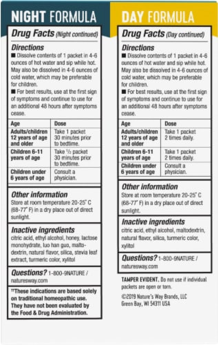 Nature's Way Umcka Cold Care Day & Night Lemon Citrus Flavored Packets Perspective: back