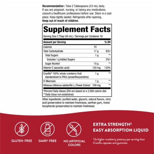 Nature's Way CranRx Liquid Cranberry Supplement Perspective: back