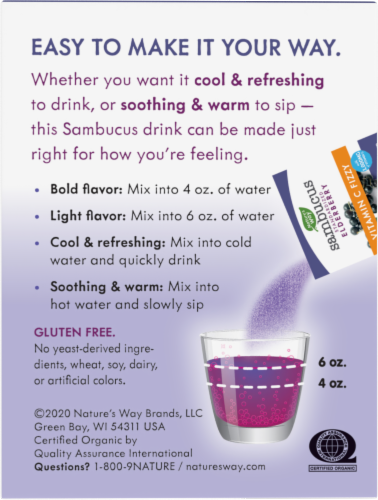 Nature's Way Sambucus® Vitamin C Fizzy Elderberry Dietary Supplement Drink Mix Packets Perspective: back