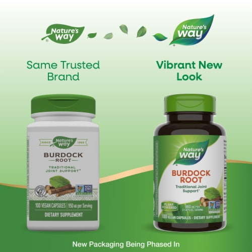 Nature's Way® 475 mg Burdock Root Vegan Capsules Perspective: back