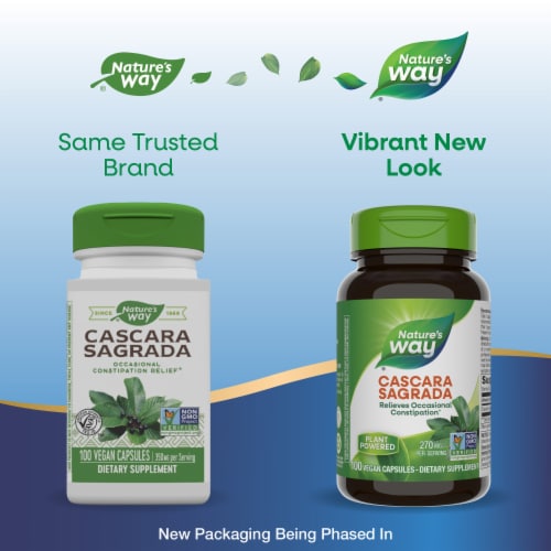 Nature's Way Cascara Sagrada Aged Bark Capsules Perspective: back