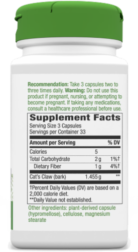 Nature's Way® Cat's Claw Bark Capsules 485 mg Perspective: back