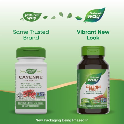 Nature's Way Cayenne Capsules 450 mg Perspective: back