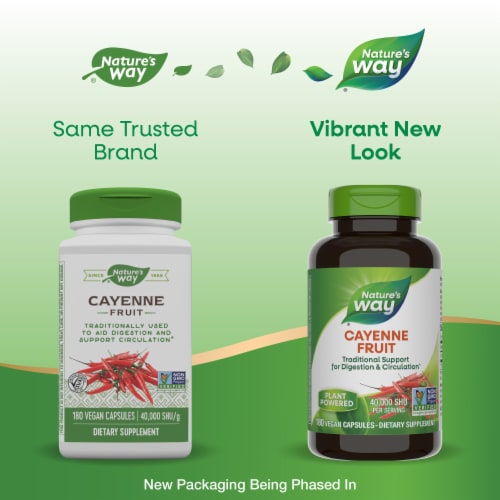 Nature's Way Cayenne Fruit Vegan Capsules 40000 SHU per Serving Perspective: back
