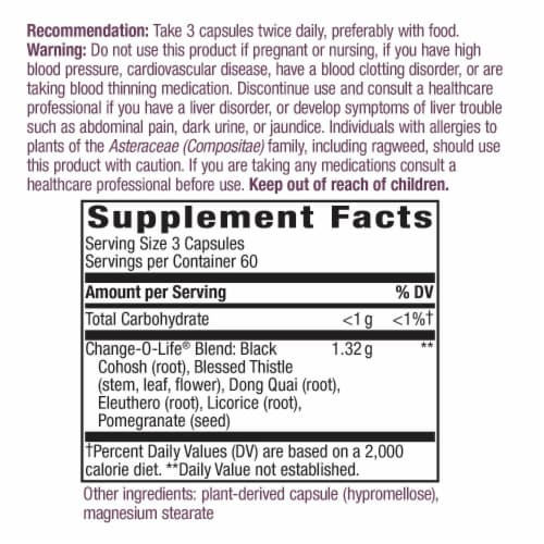 Nature's Way® Change-O-Life 7 Herb Blend Supplement Capsules 440mg Perspective: back