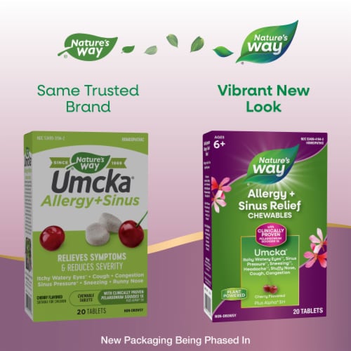 Nature's Way® Umcka® Cherry Flavor Allergy & Sinus Tablets Perspective: back